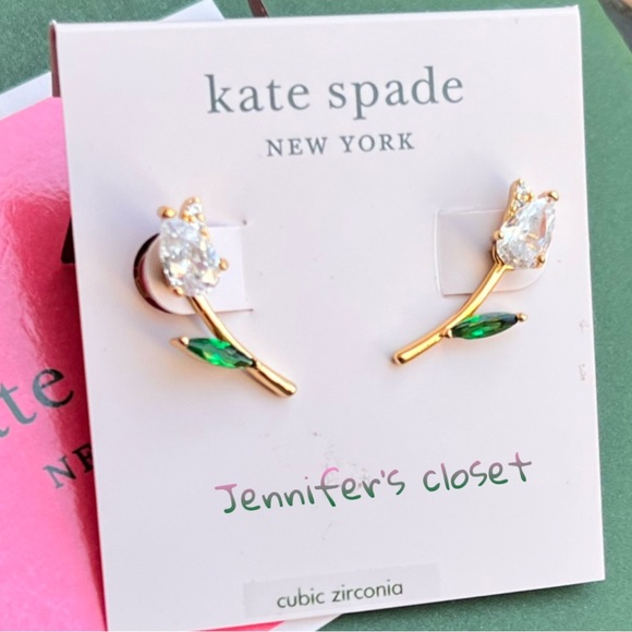 Kate Spade Stud Earrings NWT / Crystal Tulip Stud Earrings - Picture 5 of 7